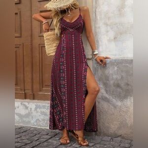 NEW Patterned Cutout Maxi Dress